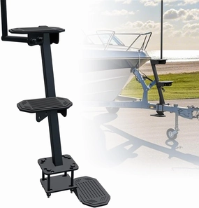 Heavy Duty Boat Trailer Steps, 500lbs Load Capacity Non-Slip Boat Steps for Trailer with Long Handrail, Universal Fit Boat Trailer Steps for Tongue, Anti-Rust and Anti-Corrosion Boat Steps
