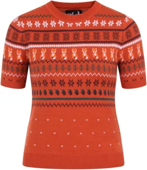 Hell Bunny Vixey Jumper Fox Knitted 50's 60's Vintage Retro Pinup Short Sleeve