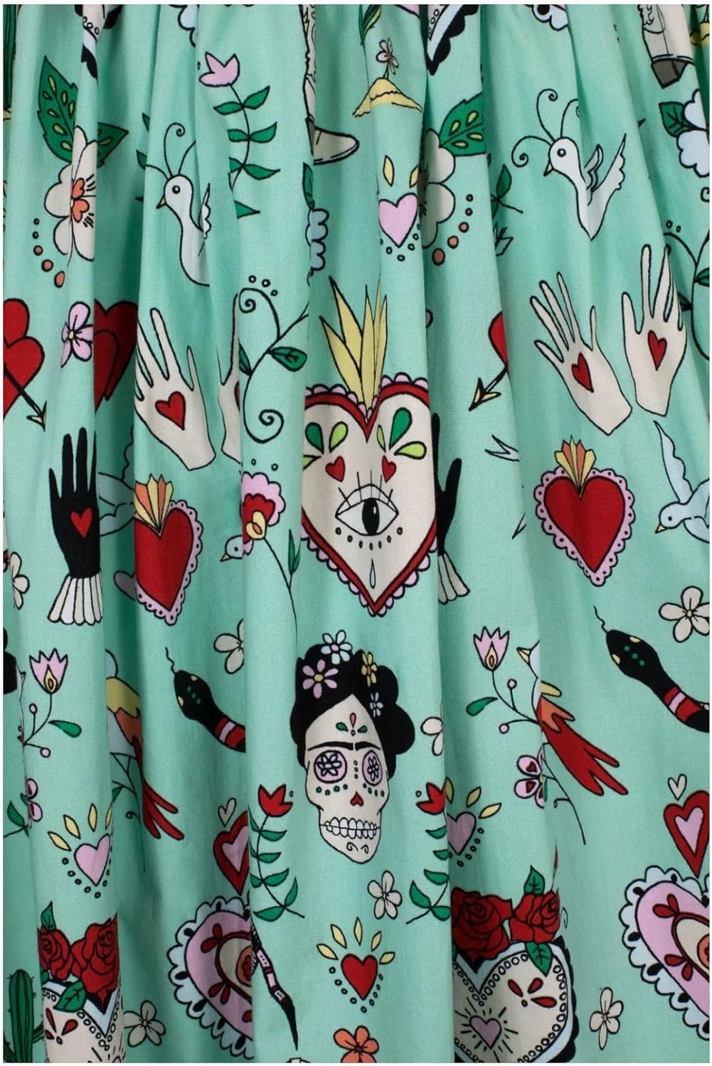 Hell Bunny Tijuana Mint Green 1950s Style Swing Skirt