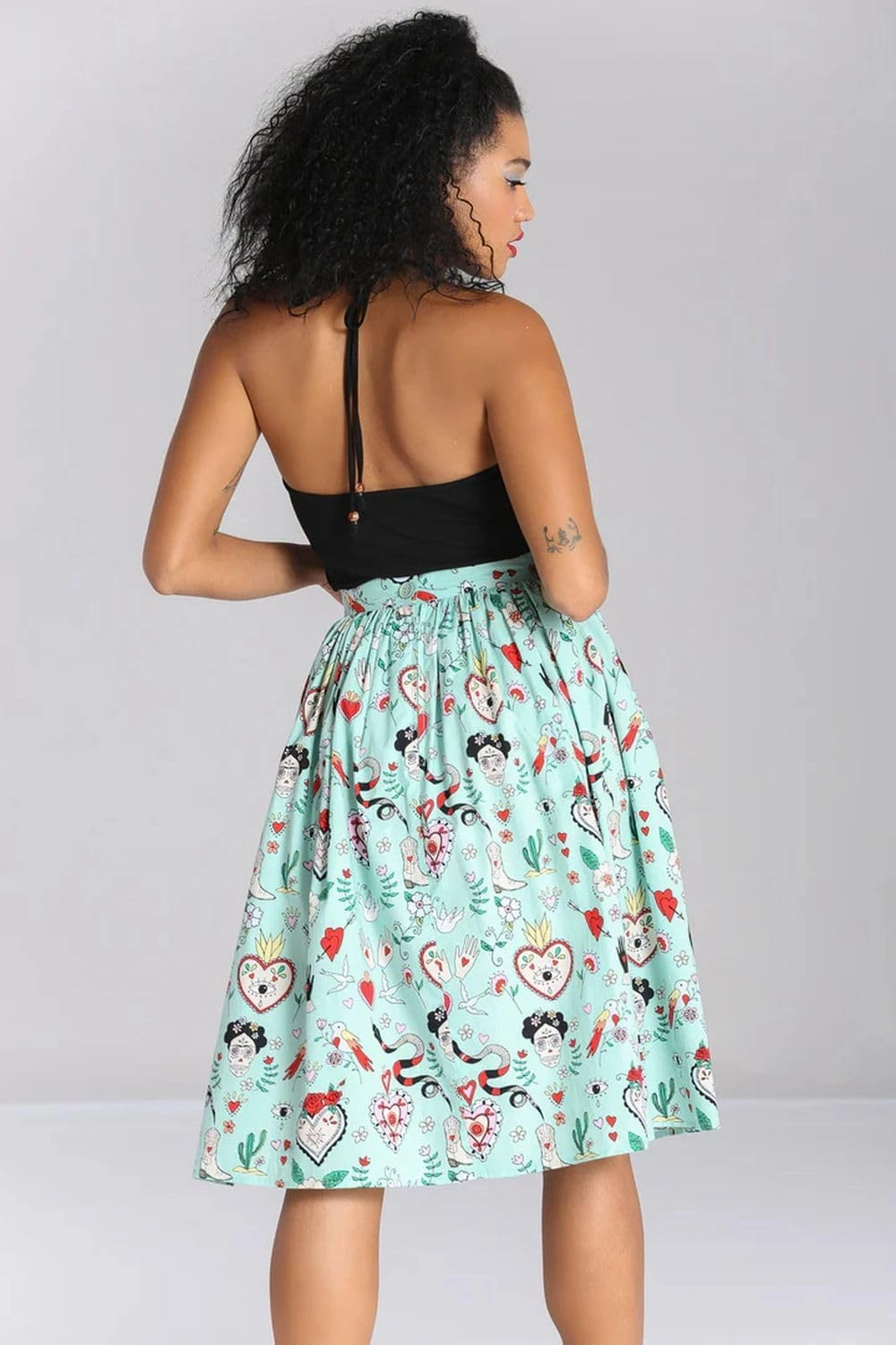 Hell Bunny Tijuana Mint Green 1950s Style Swing Skirt