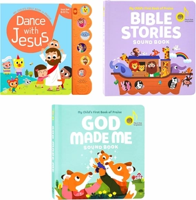 Hello 2 Kids Dance with Jesus, Bible Stories and God Made Me - Bundle of 3 Interactive Sound Books for Toddlers 1-3 | 6 Bible Songs & Illustrations per Book, Musical Toys | Baptism Gifts for Toddlers