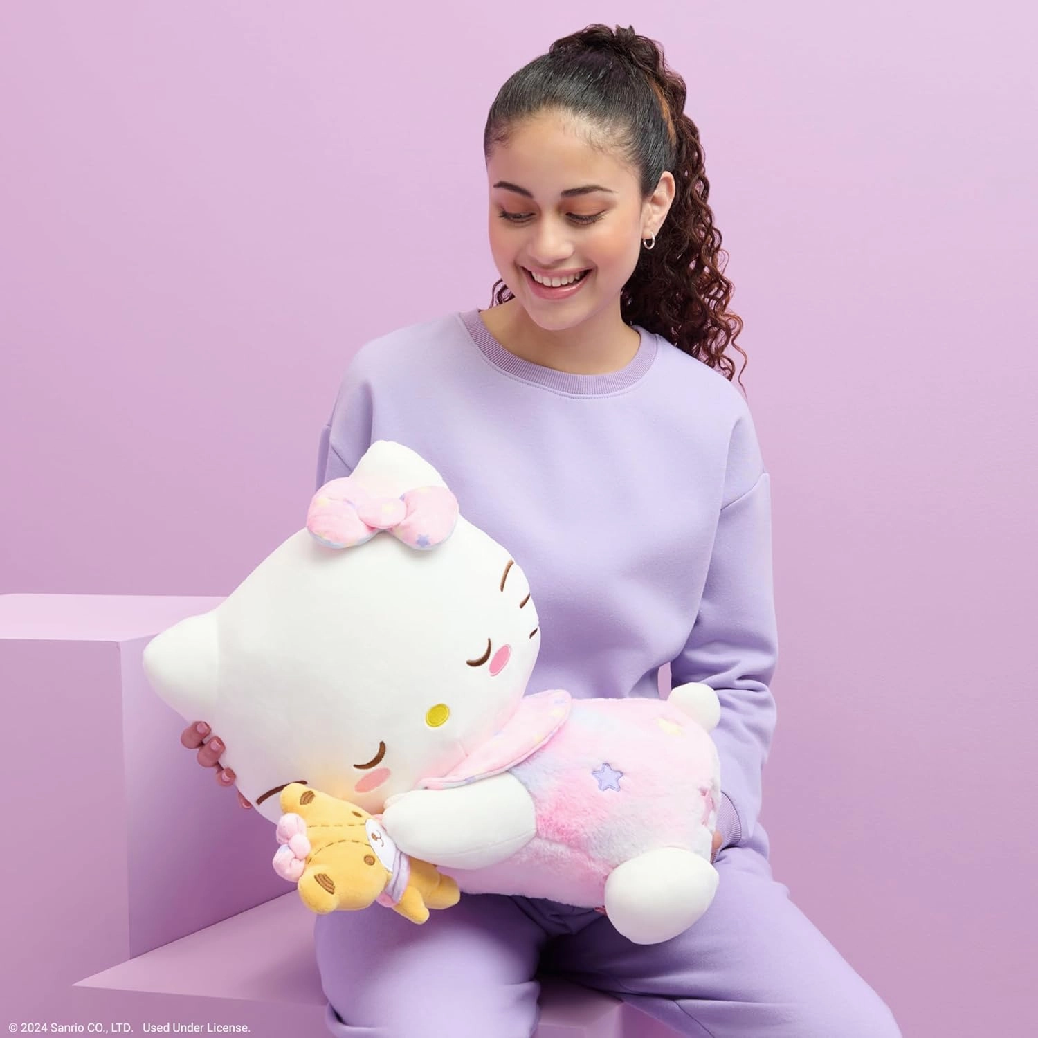 Hello Kitty and Friends, Hello Kitty 18-inch Sleeping Plush with Bestie Accessory - Officially Licensed Sanrio Product from Jazwares - 6 