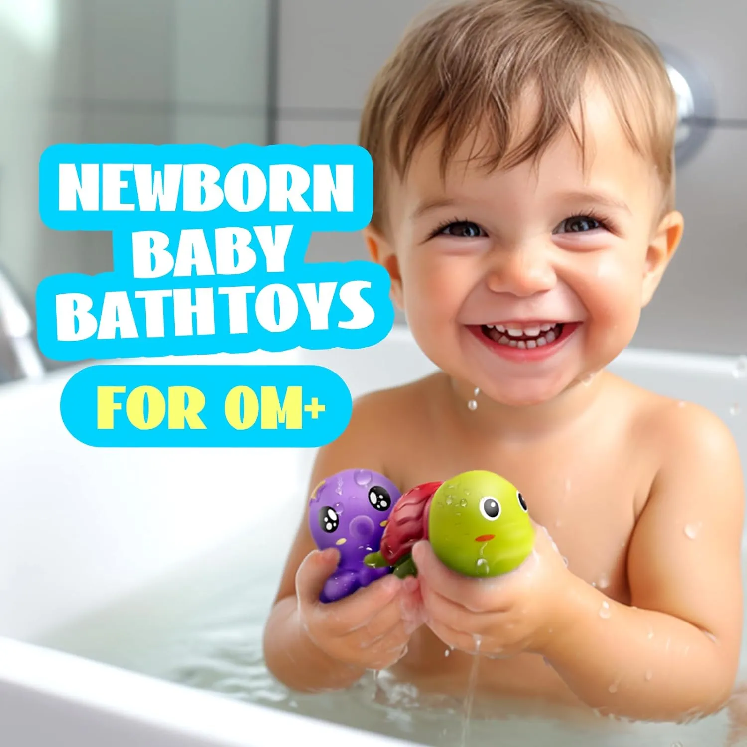 Hely Cancy Bath Toys for Kids - No Hole Baby Bath Toys, 1 Year Old Bath Toys for Infant Boys Girls Shower Water Pool Toys