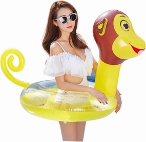 HEMOTON Inflatable Pool Toy PVC Monkey Pattern Swim Ring Water Playing Ring for Adults Relaxing Swimming Tool