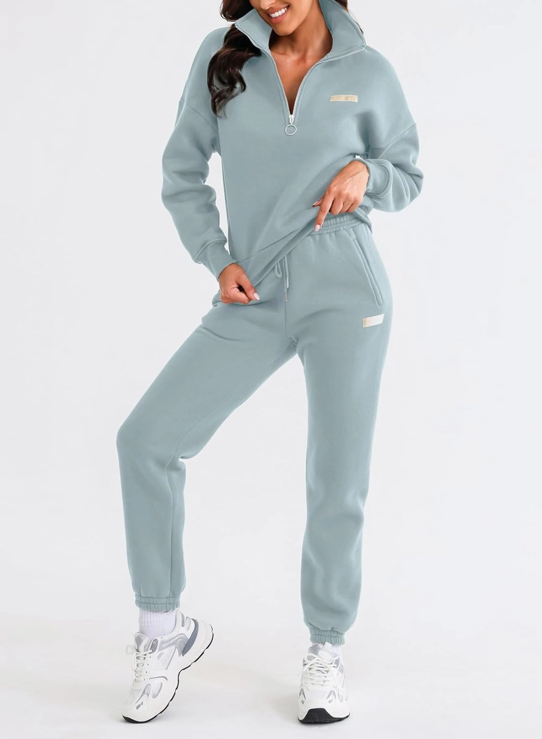 Herseas Women 2 Piece Outfits Sweatsuit Lounge Set Half Zip Pullover with Jogger Airport Tracksuit Matching Pants Set