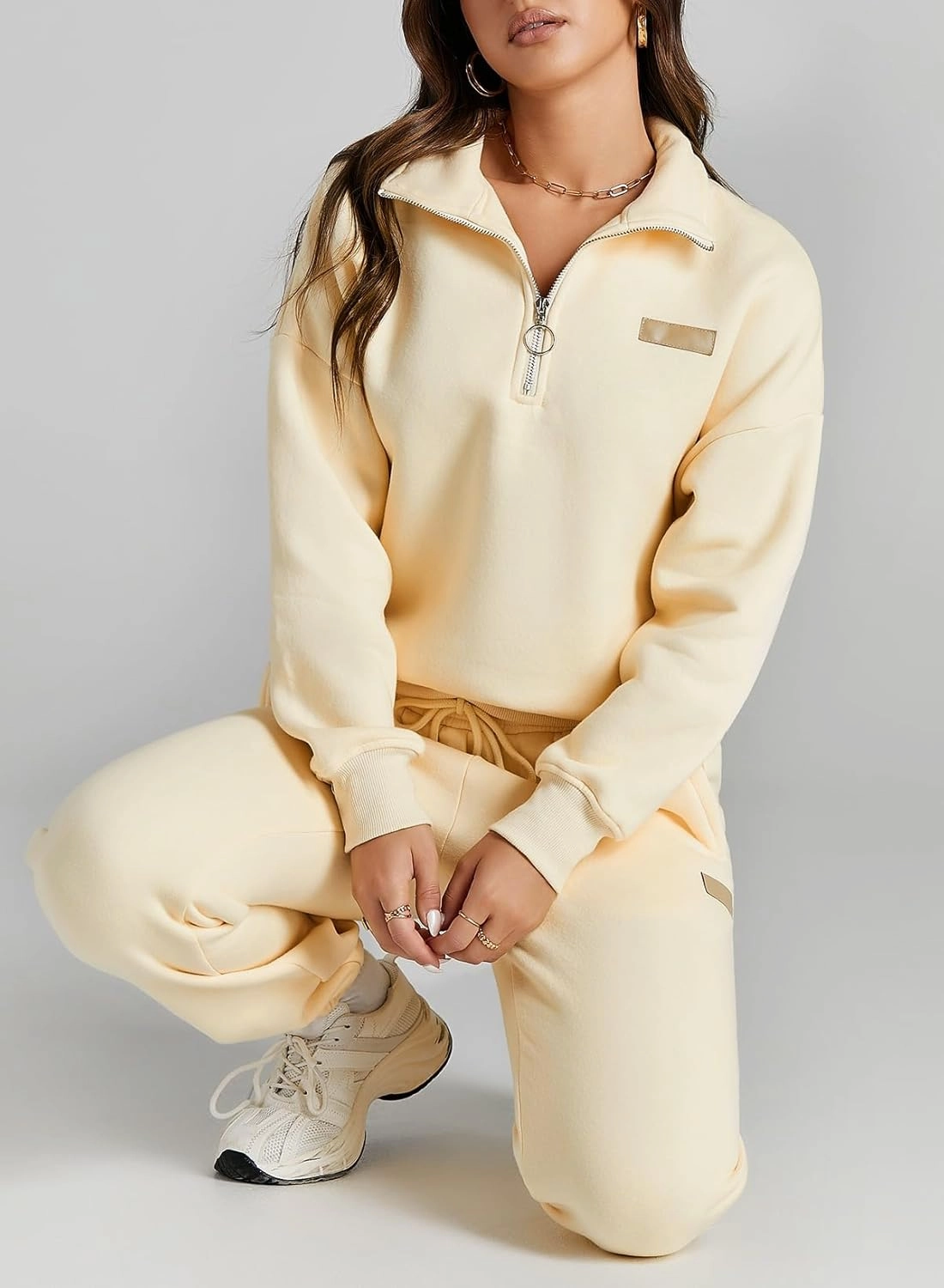 Herseas Women 2 Piece Outfits Sweatsuit Lounge Set Half Zip Pullover with Jogger Airport Tracksuit Matching Pants Set