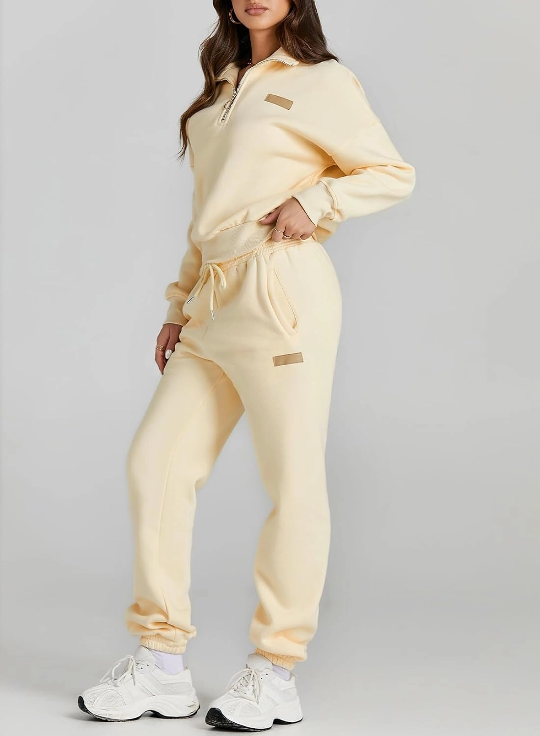 Herseas Women 2 Piece Outfits Sweatsuit Lounge Set Half Zip Pullover with Jogger Airport Tracksuit Matching Pants Set