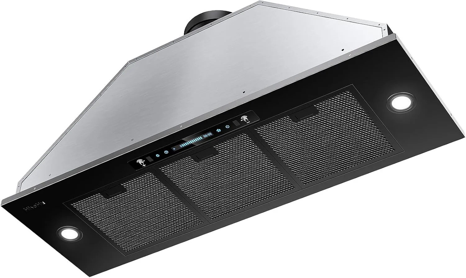 HisoHu Built-in/Insert Range Hood 900 CFM, Ducted/Ductless Convertible Duct, Stainless Steel Kitchen Vent Hood with 2 Pcs Adjustable Lights and 3 Pcs Baffle Filters (black, 36 inch)