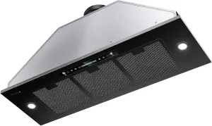 HisoHu Built-in/Insert Range Hood 900 CFM, Ducted/Ductless Convertible Duct, Stainless Steel Kitchen Vent Hood with 2 Pcs Adjustable Lights and 3 Pcs Baffle Filters (black, 36 inch)