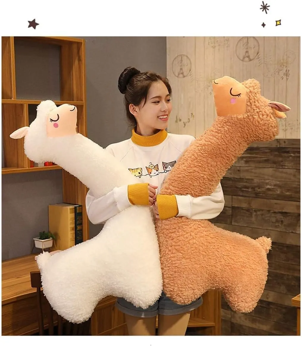 Hofun4U Llama Plush Pillow, 51 Inch Alpaca Plush Long Body Pillow, Alpaca Stuffed Animal, Christmas Holiday Birthday Gift (Brown)