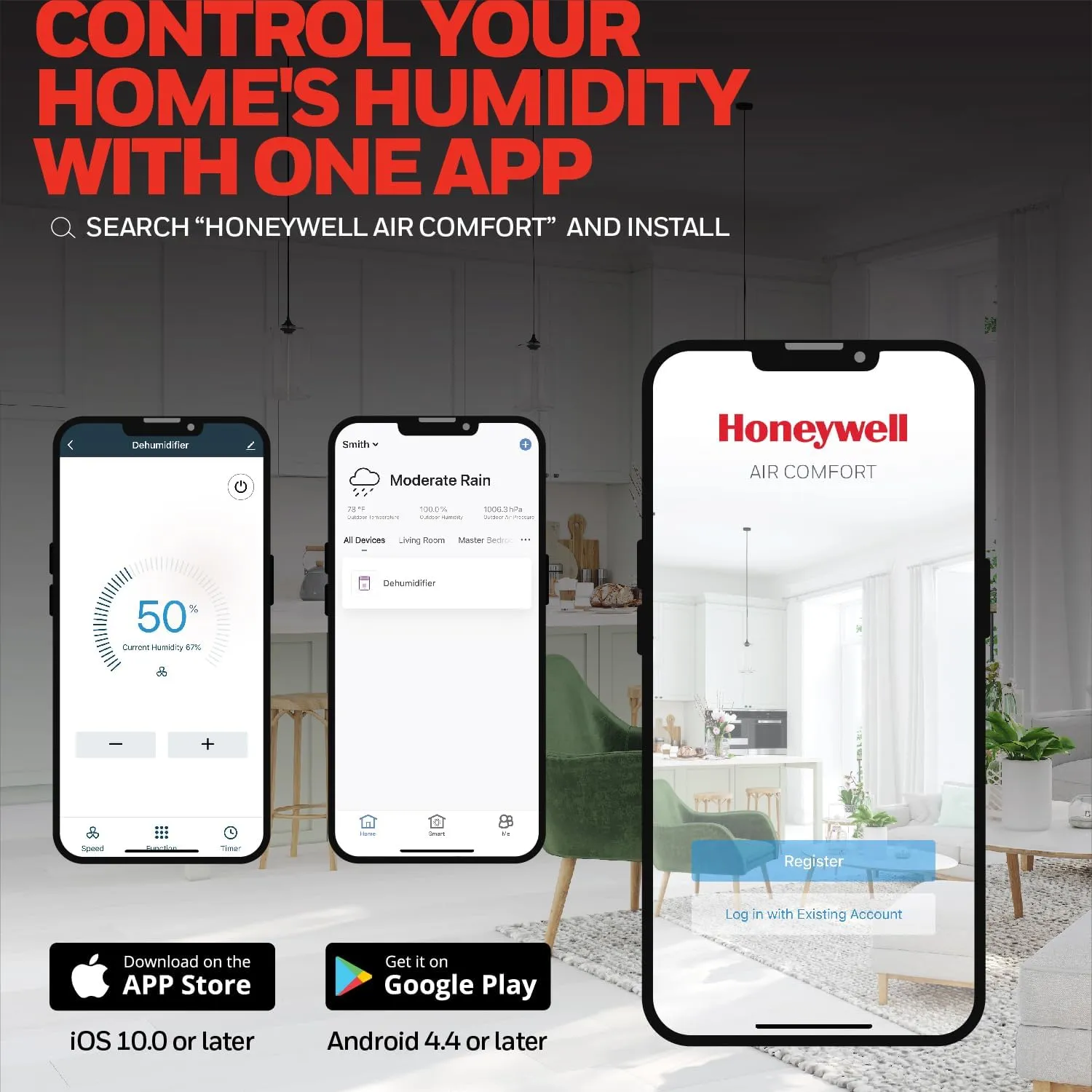 Honeywell 1500 Sq. Ft. Energy Star Smart Dehumidifier for Home Basements & Large Rooms, with WiFi, Alexa Voice Control and Anti-Spill Design - TP30AWKNR