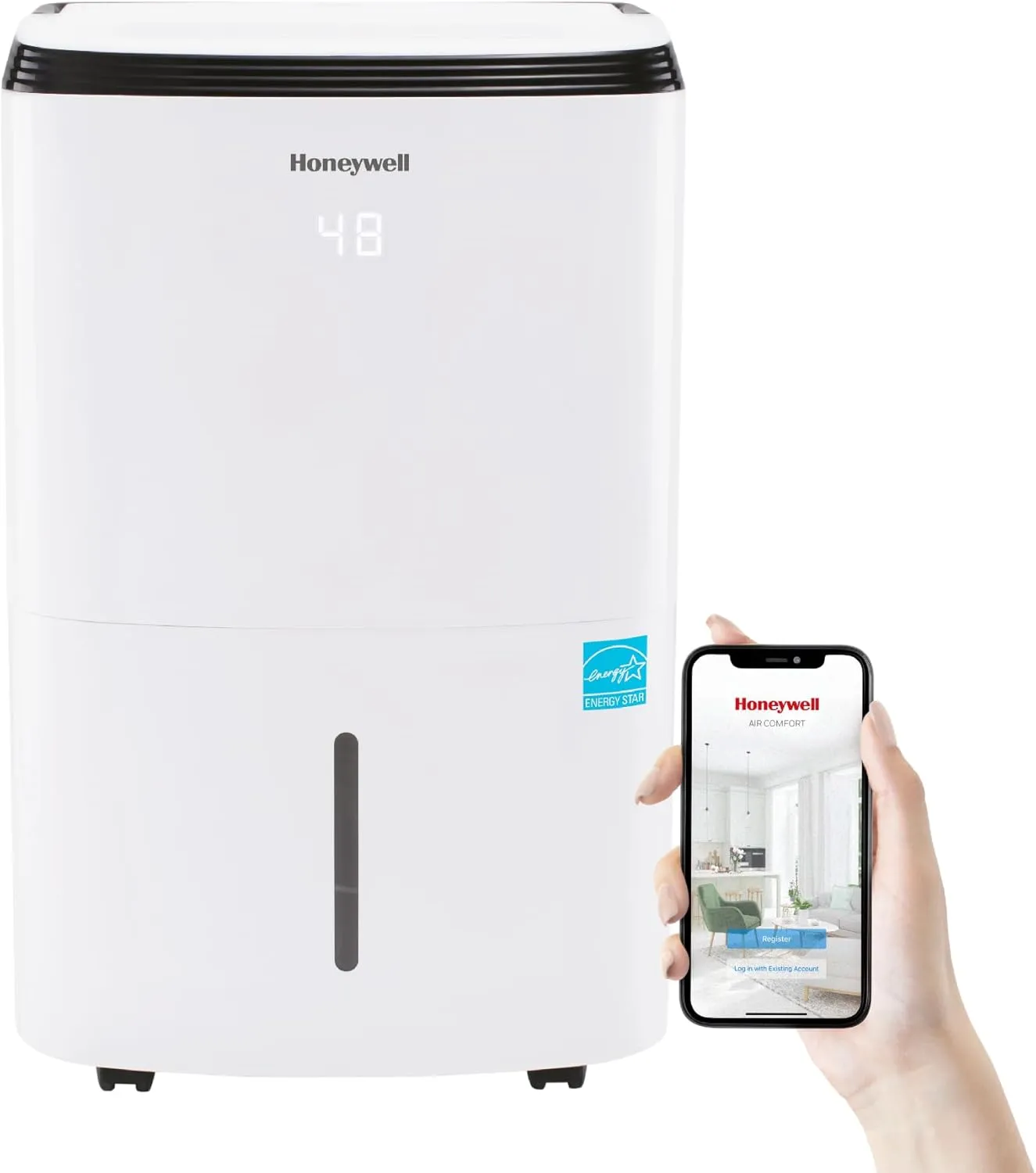 Honeywell 1500 Sq. Ft. Energy Star Smart Dehumidifier for Home Basements & Large Rooms, with WiFi, Alexa Voice Control and Anti-Spill Design - TP30AWKNR