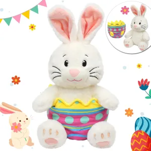 Hopearl Stuffed Easter Bunny with Removable Easter Eggshell Detachable Plush Rabbit Toy Cute Eggs Hunting Festival Gifts for Kids Girls Boys, 16''