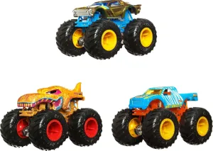 Hot Wheels Monster Trucks 1:64 Color Shifters, 3-Pack of Toy Trucks That Change Decos in Ice Cold Water & Change Back in Warm Water, Toy for Kids, HGX20