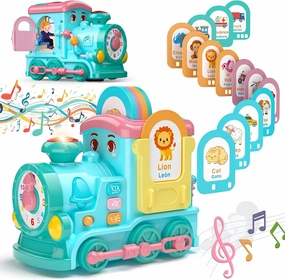 Hot Bee Toddler Toys,Learning Toys for Toddlers 2-3 Montessori Toys,Boy Birthday Gift,24-in-1 Multi Musical Train withTalking Flash Cards,Crawling,Learning , Motor Skills