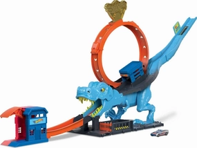 Hot Wheels City Track Set with 1 Toy Car, Race Through a Giant Loop to Defeat a Big Dinosaur, T-Rex Loop Stunt and Race Playset​​​ (Amazon Exclusive)