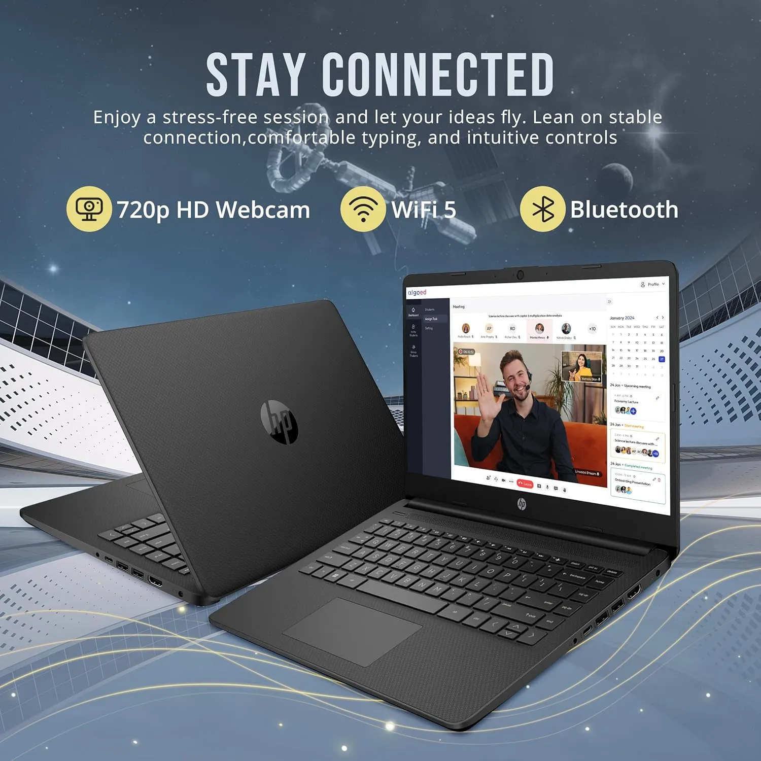 HP Stream 14" HD BrightView Laptop, Intel Celeron N4120, 16GB RAM, 288GB Storage (128GB eMMC   160GB Docking Station Set), Intel UHD Graphics, 720p Webcam, Wi-Fi, 1 Year Office 365, Win 11 S, Black
