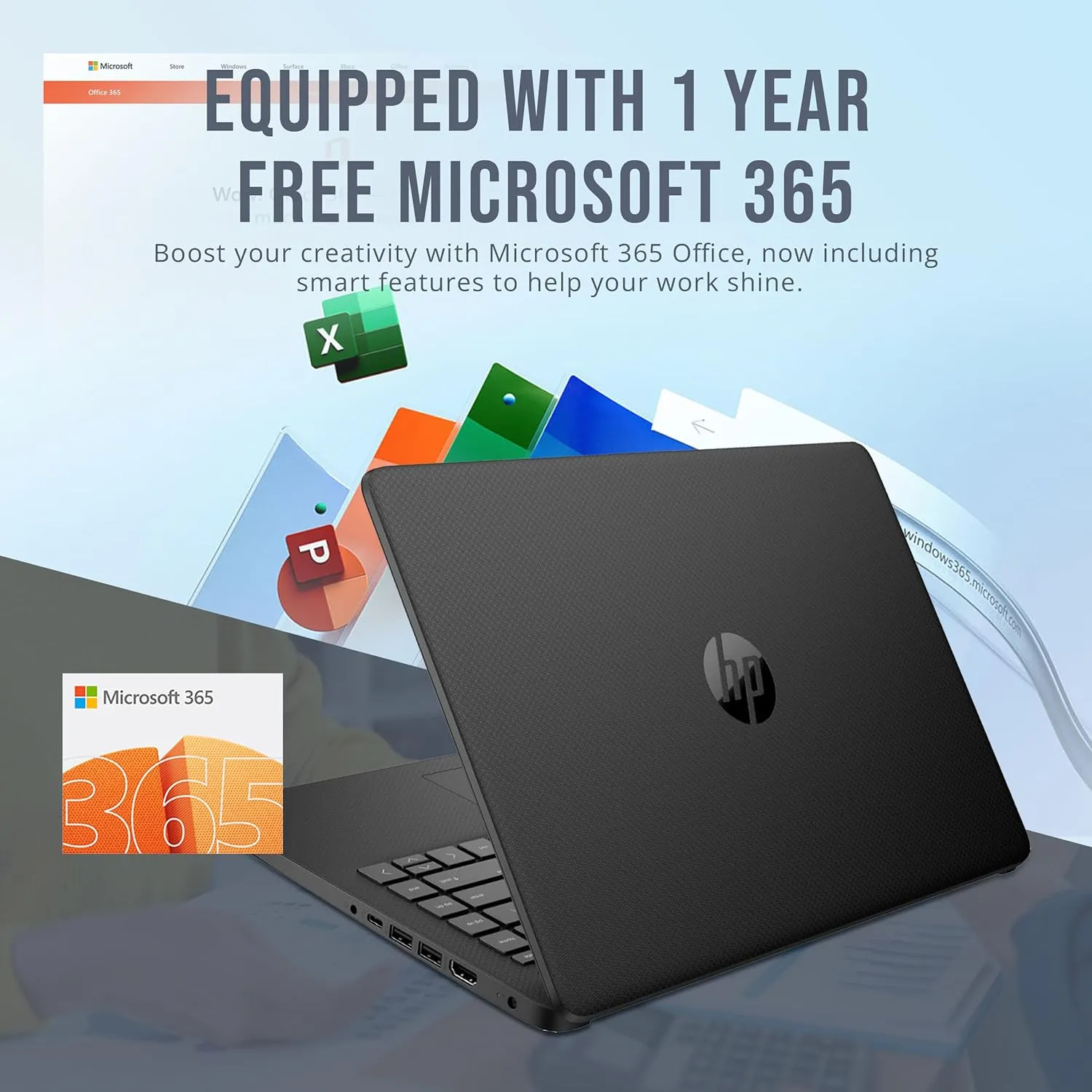 HP Stream 14" HD BrightView Laptop, Intel Celeron N4120, 16GB RAM, 288GB Storage (128GB eMMC   160GB Docking Station Set), Intel UHD Graphics, 720p Webcam, Wi-Fi, 1 Year Office 365, Win 11 S, Black