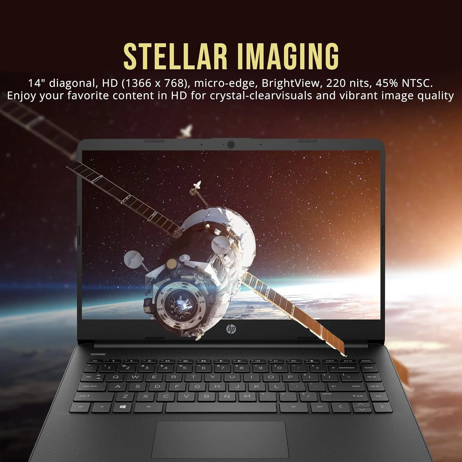 HP Stream 14" HD BrightView Laptop, Intel Celeron N4120, 16GB RAM, 288GB Storage (128GB eMMC   160GB Docking Station Set), Intel UHD Graphics, 720p Webcam, Wi-Fi, 1 Year Office 365, Win 11 S, Black