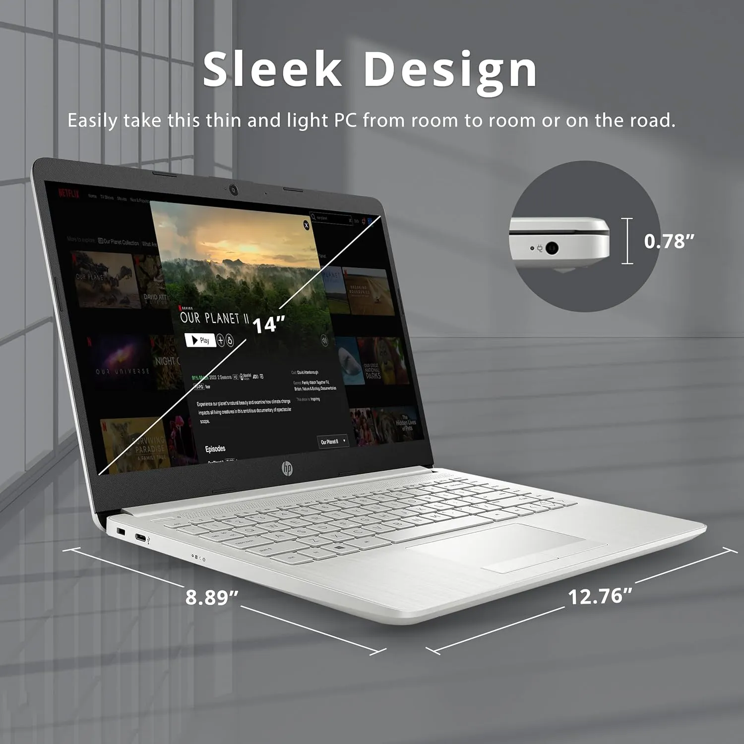 HP Stream 14" HD BrightView Laptop, Intel Celeron N4120 Processor, 4GB RAM, 64GB SSD, Intel UHD Graphics, 720p Webcam, WiFi, HDMI, Win 11 S, Silver (Renewed)