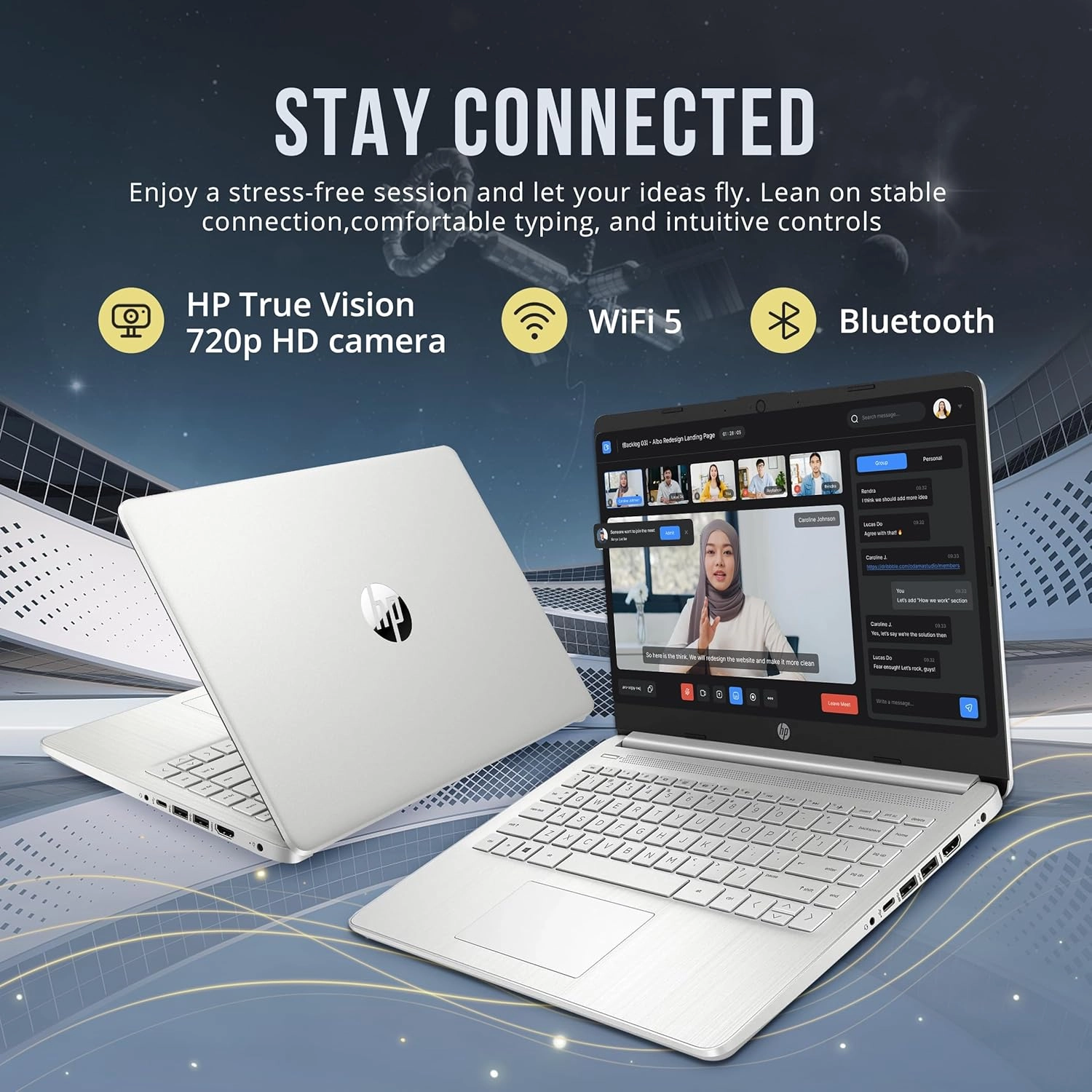 HP Stream 14" HD BrightView Laptop, Intel Celeron N4120, 16GB RAM, 288GB Storage (128GB eMMC   160GB Docking Station Set), Intel UHD Graphics, 720p Webcam, Wi-Fi, 1 Year Office 365, Win 11 S, Silver