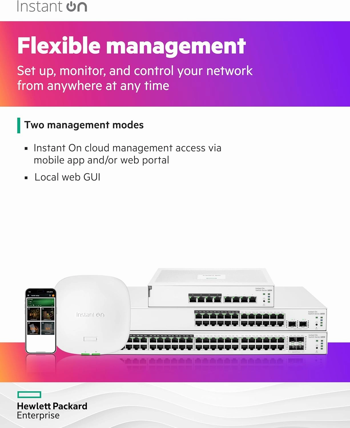 HPE Networking Instant On Switch Series 1830 24-Port Gb Smart-Managed Layer 2 Ethernet Switch with PoE | 24x 1G | 2X SFP | 12x CL4 PoE (195W) | Fan-Less | US Cord (JL813A#ABA)
