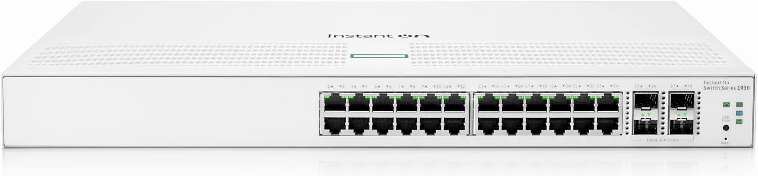 HPE Networking Instant On Switch Series 1930 24-Port Gb Smart-Managed Layer 2  Ethernet Switch | 24x 1G | 4X SFP  | US Cord (JL682A#ABA)