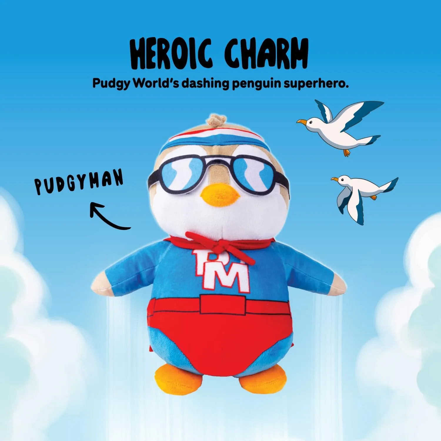 Huggable Plush (PudgyMan) - Large 12 Inch Soft Plush Toy & Collectible Stuffed Animal