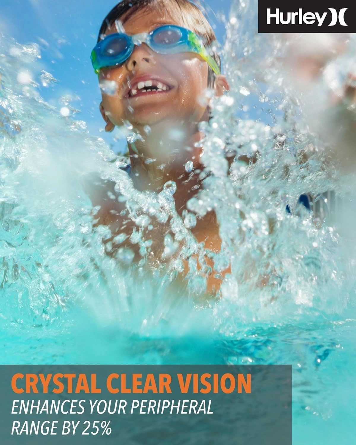 Hurley Kids Swim Goggles - 2 Pack/3 Pack Leak Proof, Anti Fog, UV Protect Waikiki Swimming Goggles for Kids (Ages 3  and 8 )