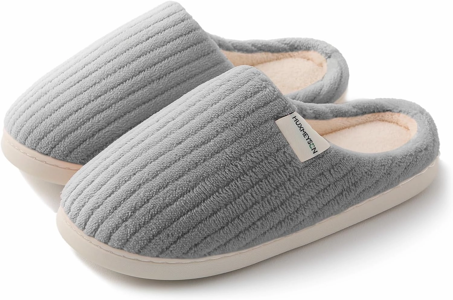 HUXMEYSON Slippers for Women, Warm Memory Foam Comfy House Slippers with Anti-Skid Rubber Sole for Indoor and Outdoor