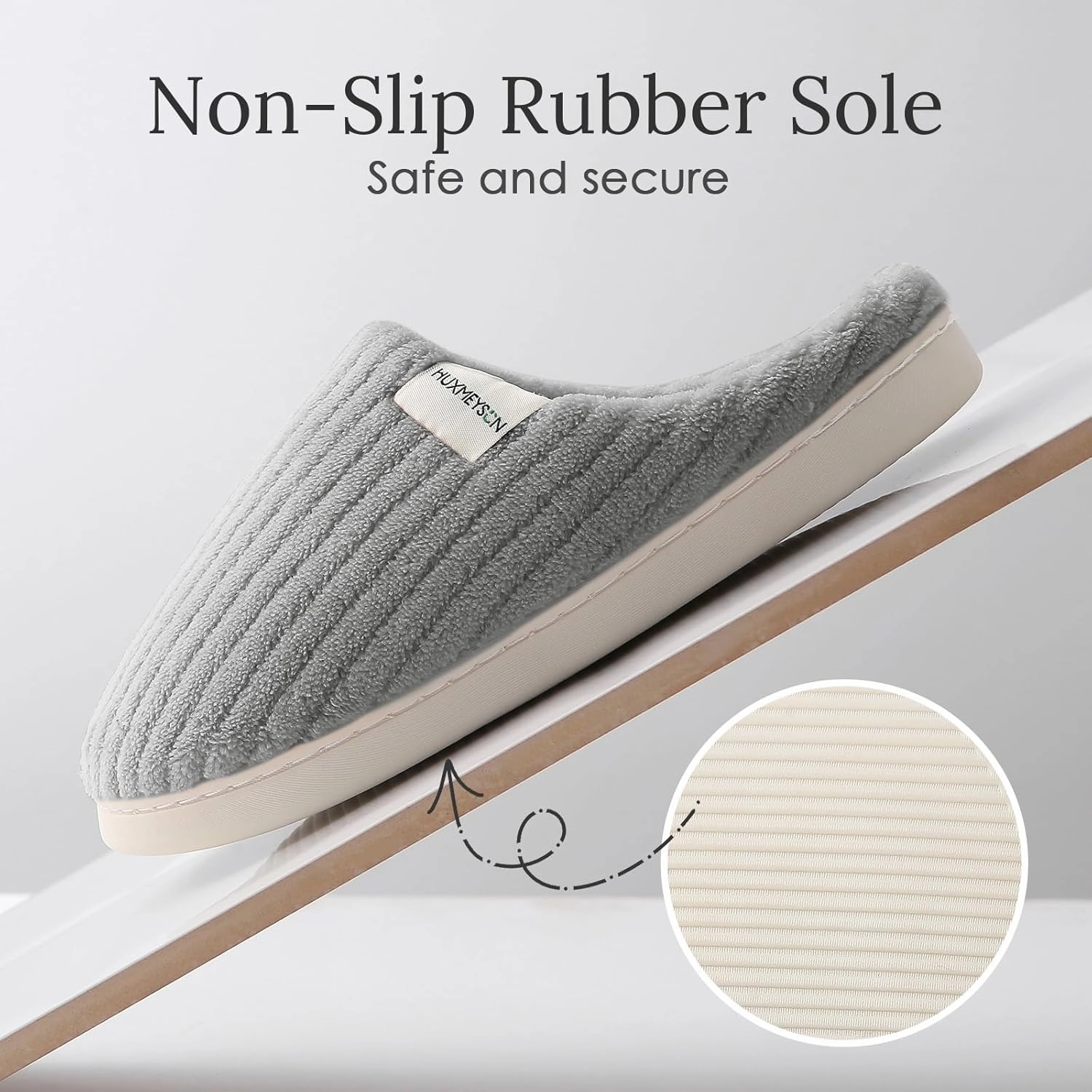 HUXMEYSON Slippers for Women, Warm Memory Foam Comfy House Slippers with Anti-Skid Rubber Sole for Indoor and Outdoor