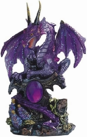 ICE ARMOR 6" H Purple Dragon with Gem Statue Figurine - Exquisitely Detailed Mythical Dragon Figurine Sculpture, Hand Painted Collectible Statue for Fantasy Enthusiasts