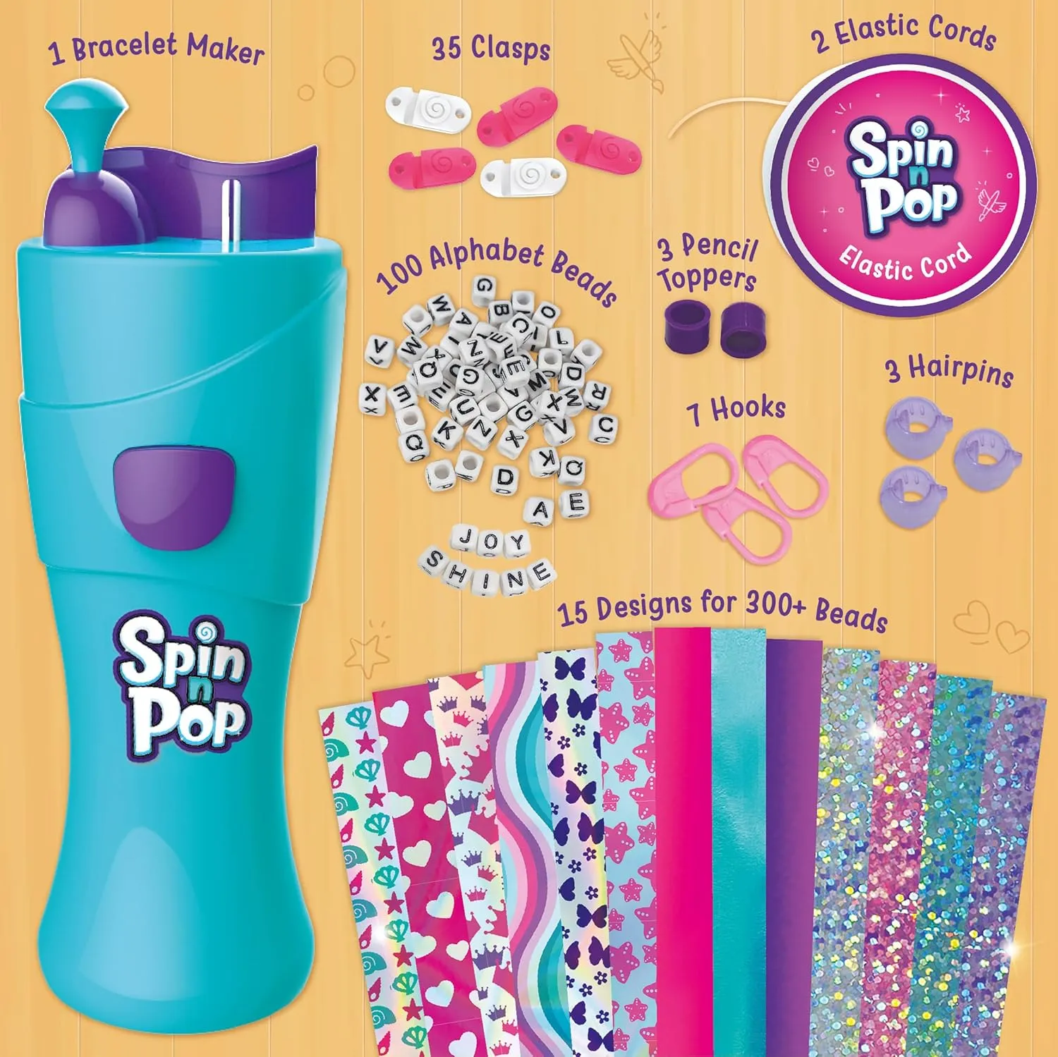 Imagimake Spin n Pop : DIY Bracelets Braids & More | Patented Electric Bracelet Maker | DIY Craft Kits for Girls Ages 8-13 | Create 25  Accessories for Girls 10-12 | Teenage Girl Gift Ideas