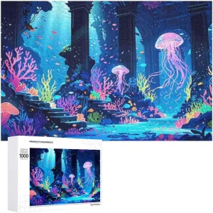 Impossible Hard Difficult Challenging Puzzles for Adults,Mesmerizing-Underwater-World-with-Vibrant-Coral-reefs-Colorful-Fish-Swimming-Schools-myst 1000 PCS，Challenging Puzzle Perfect for Game Nights
