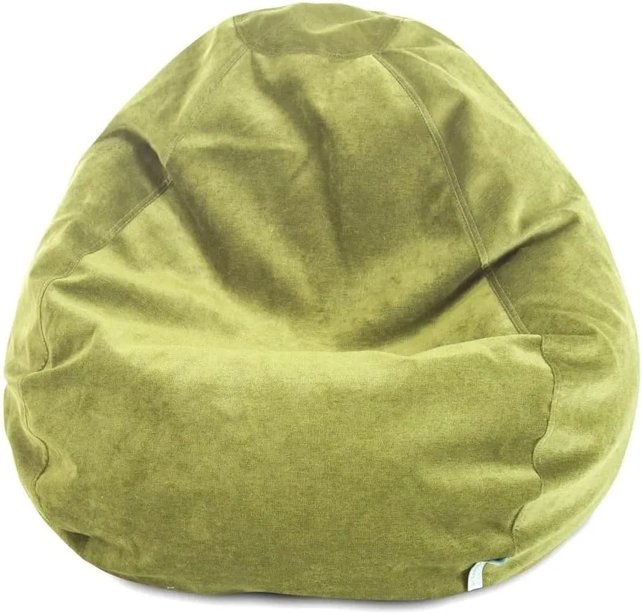 Indoor Bean Bag Chair with Filler Included | 23'' H x 35'' W x 35'' D Size, Solid Pattern in Green Color | Removable Zippered Slipcover & Soft Shredded Foam