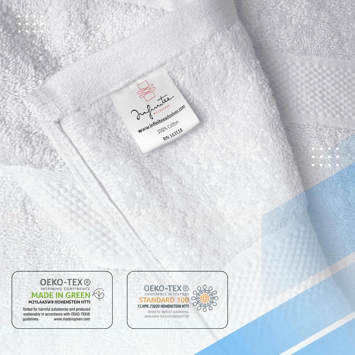 Infinitee Xclusives Premium White Bath Towels for Bathroom Set of 4 (27x54 Inches), 100% Soft Ring-Spun Cotton Bathroom Towels (Brilliant White, Bath Towels)