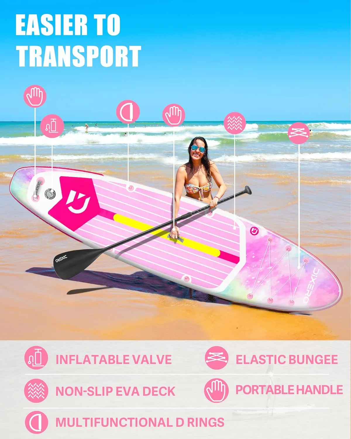 Inflatable Stand Up Paddle Board 11'*33", Extra Wide Paddle Boards for Adults, SUP with Premium Accessories, Adjustable Paddle, Hand Pump, Bottom Fin, Leash Waterproof Phone Bag
