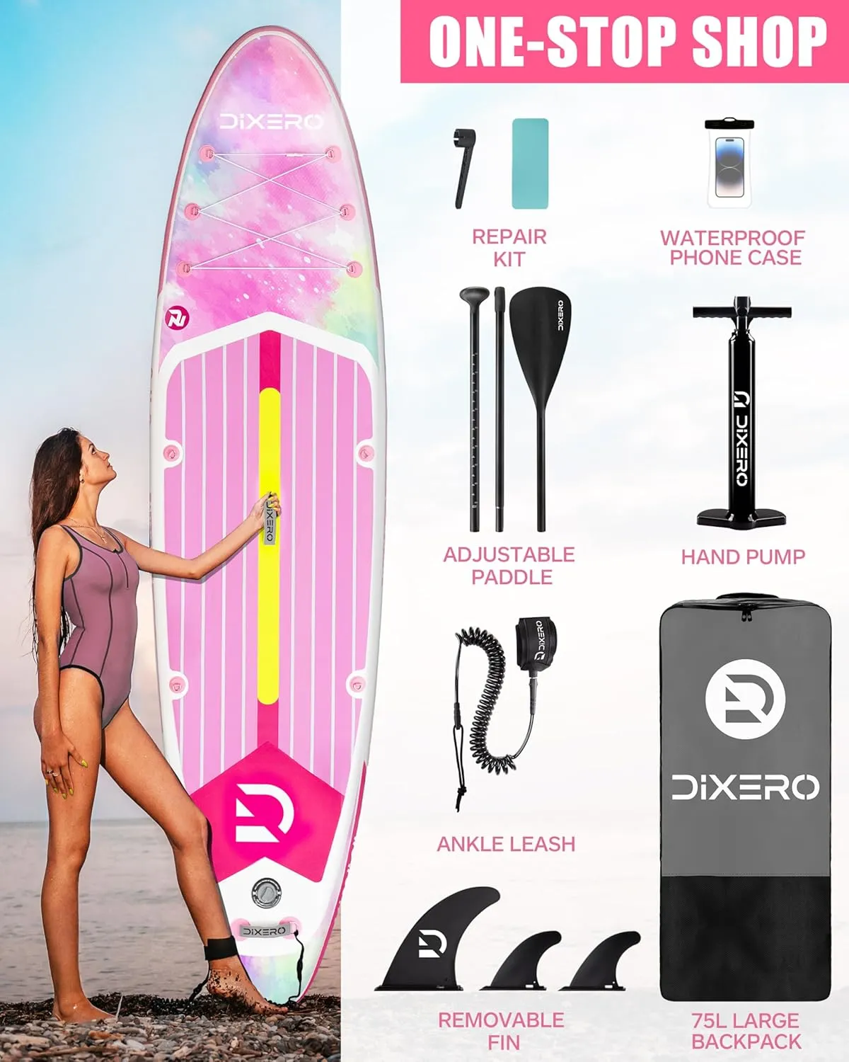 Inflatable Stand Up Paddle Board 11'*33", Extra Wide Paddle Boards for Adults, SUP with Premium Accessories, Adjustable Paddle, Hand Pump, Bottom Fin, Leash Waterproof Phone Bag