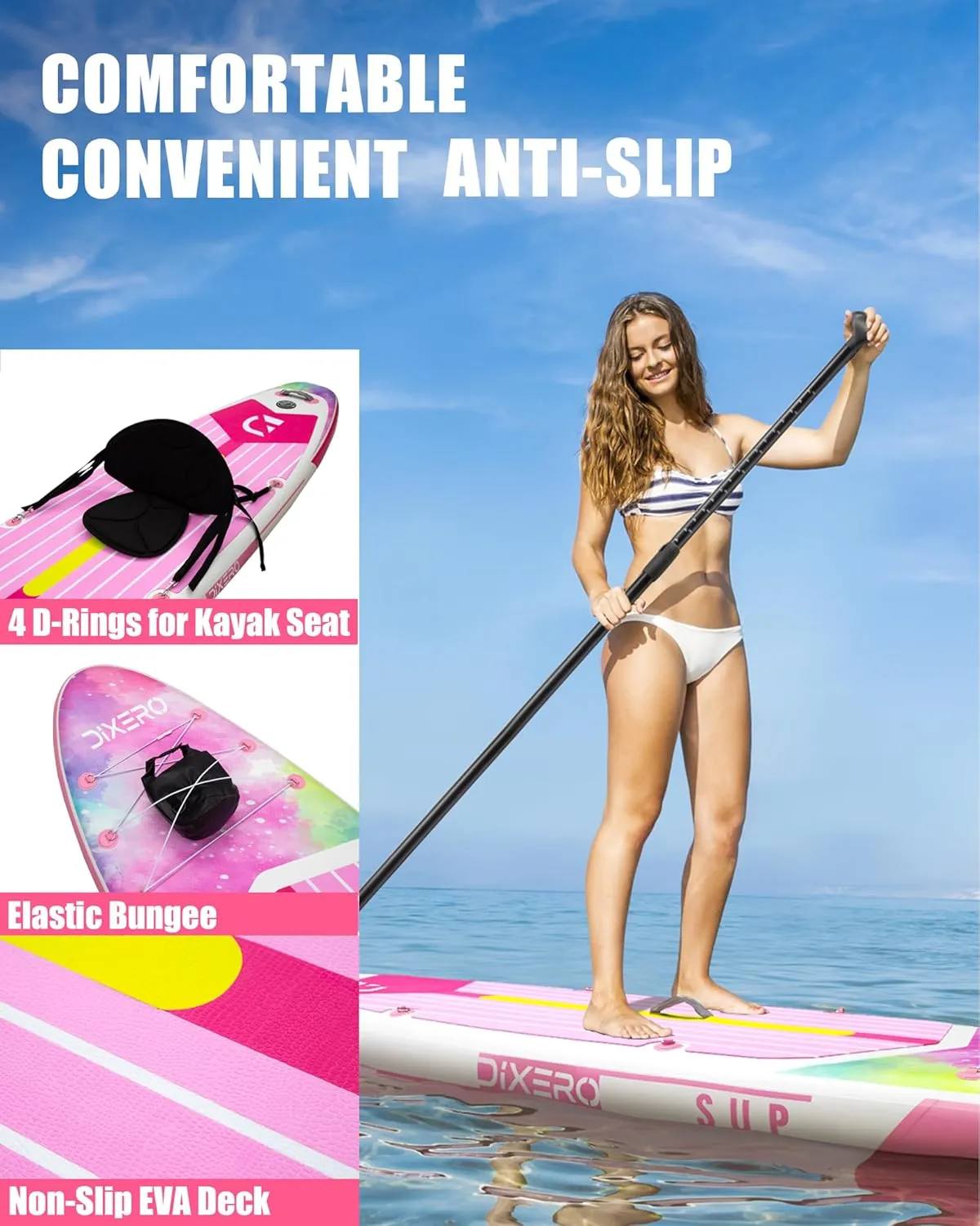 Inflatable Stand Up Paddle Board 11'*33", Extra Wide Paddle Boards for Adults, SUP with Premium Accessories, Adjustable Paddle, Hand Pump, Bottom Fin, Leash Waterproof Phone Bag
