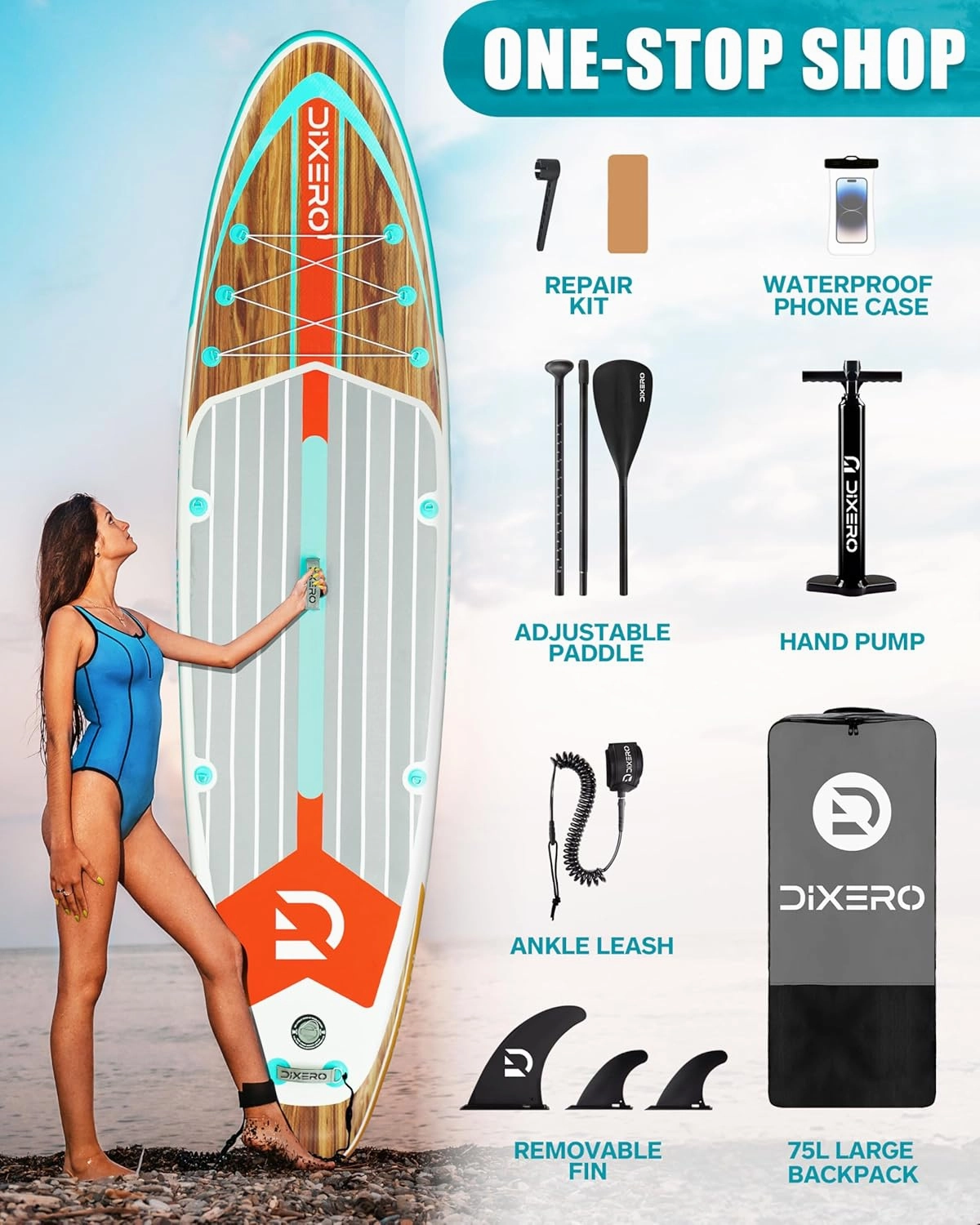 Inflatable Stand Up Paddle Board 11'*33", Extra Wide Paddle Boards for Adults, SUP with Premium Accessories, Adjustable Paddle, Hand Pump, Bottom Fin, Leash Waterproof Phone Bag