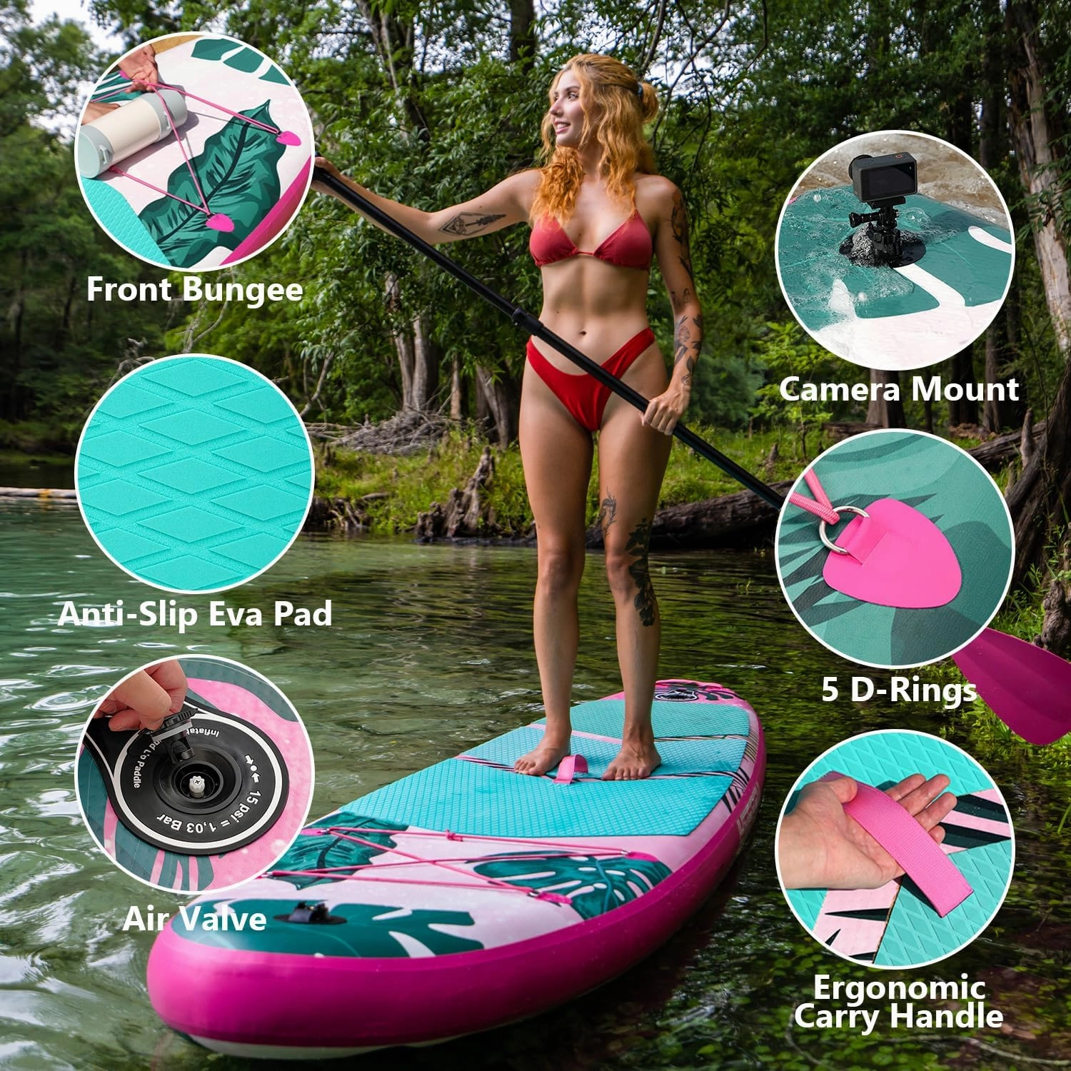 Inflatable Stand Up Paddle Board with Premium iSUP Bundle Accessory Pack, Durable, Lightweight with Stable Wide Stance - SUP for All Skill Levels