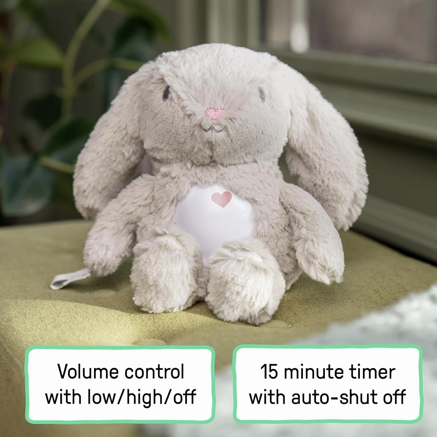 Ingenuity Sylvi Cuddle Pal Daytime Baby Soother​, Cry Activated, 8 Soothing Songs, 0 M - Plush Bunny