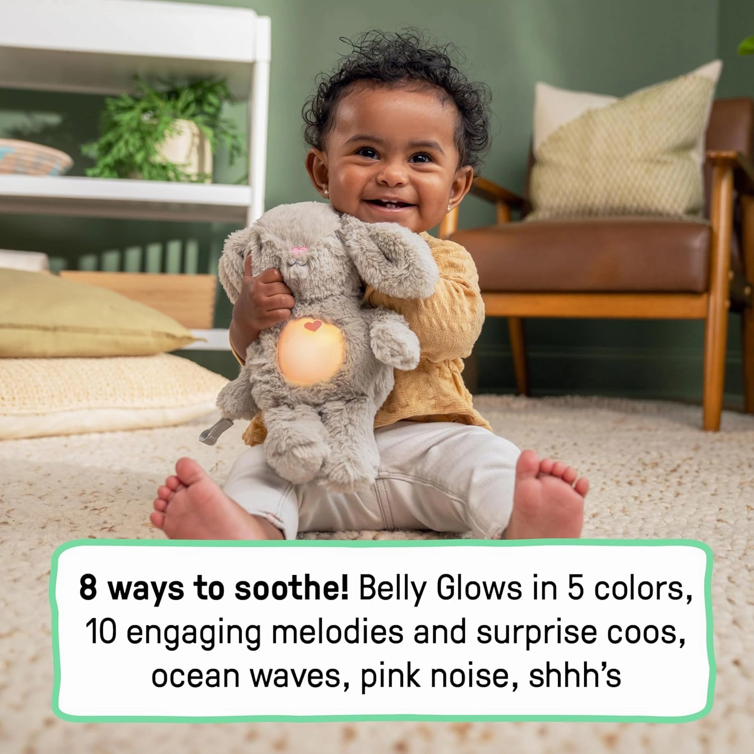 Ingenuity Sylvi Cuddle Pal Daytime Baby Soother​, Cry Activated, 8 Soothing Songs, 0 M - Plush Bunny