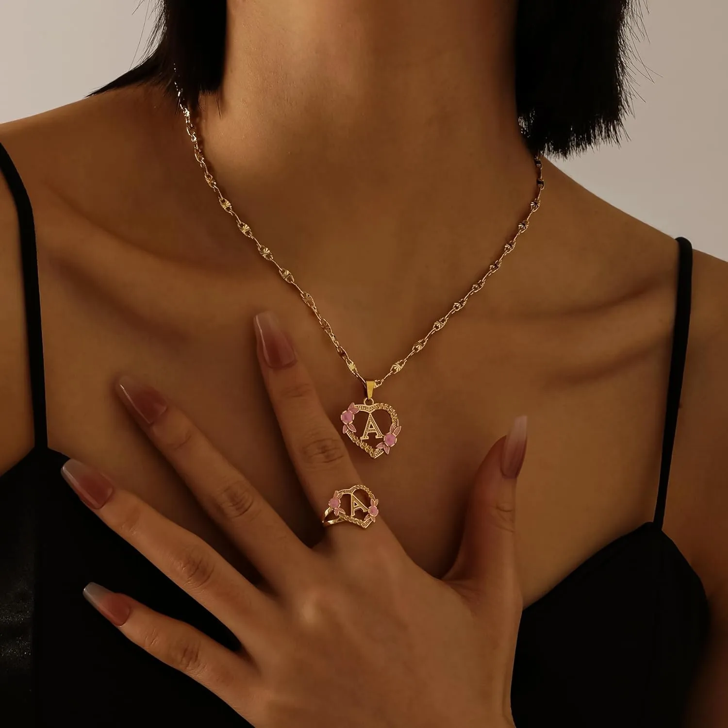 Initial Heart Necklace for Women Heart Gold Letter A-Z Name Alphabet Pendant Necklace for women Gift