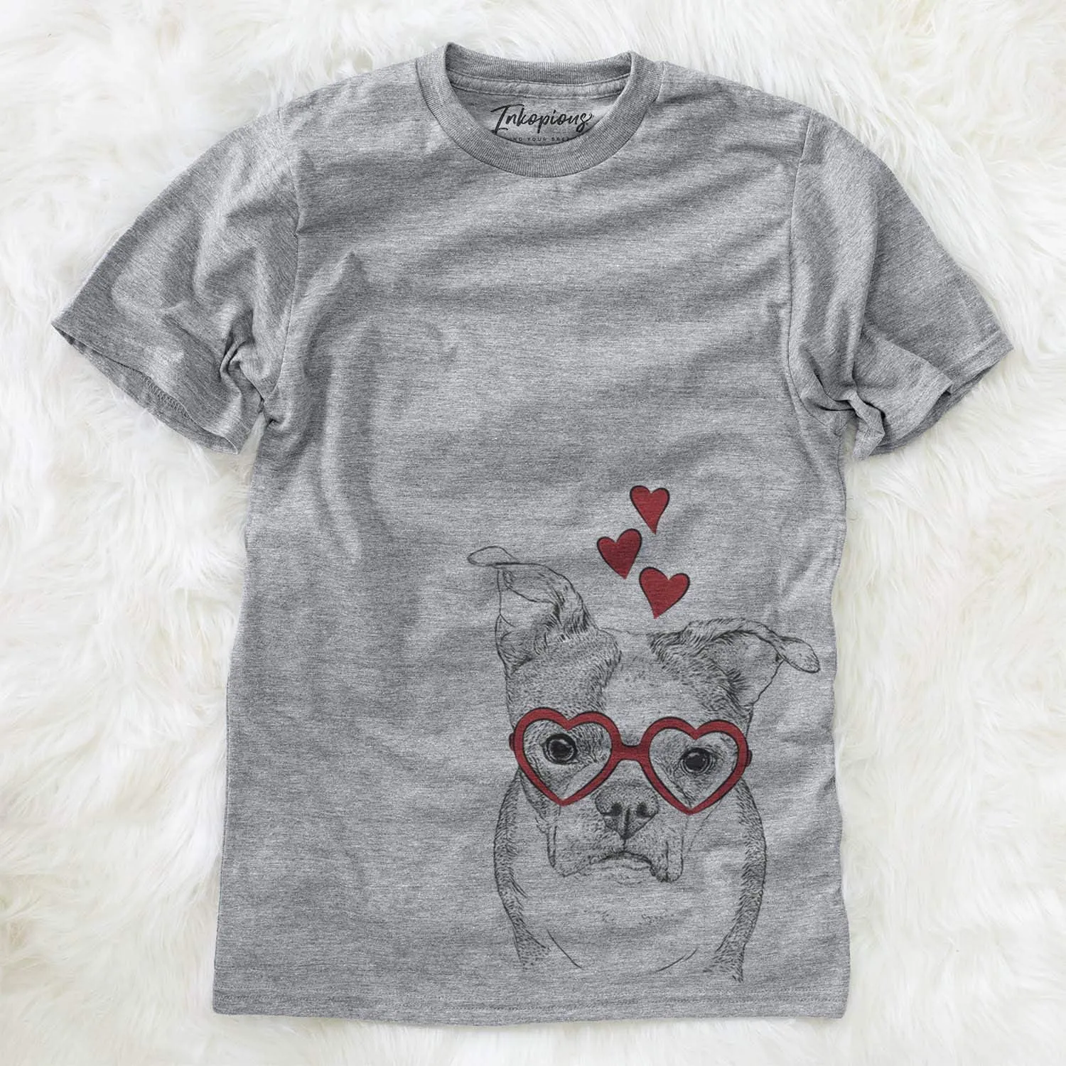 Inkopious Valentine Bandit The Boston Terrier Dog Triblend T-Shirt