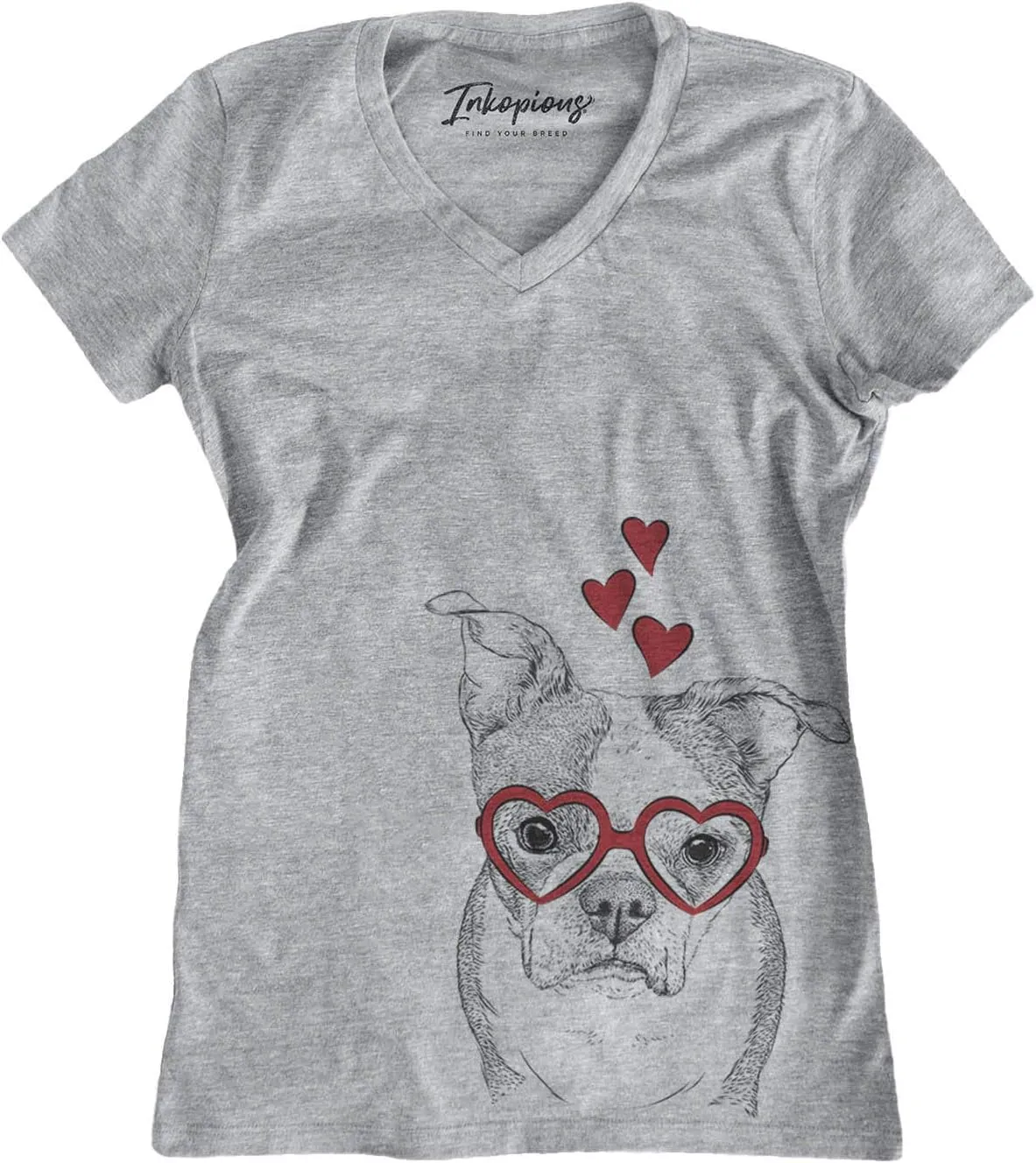 Inkopious Valentine Bandit The Boston Terrier Dog Triblend T-Shirt