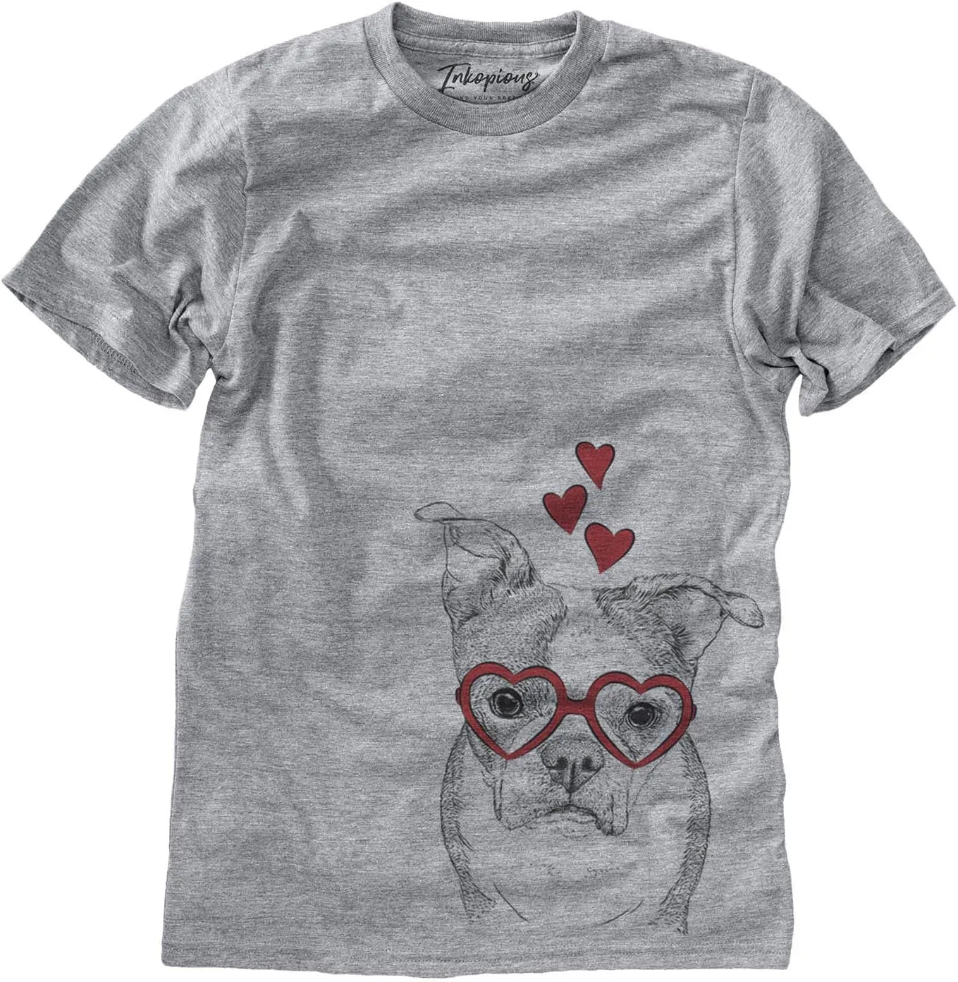 Inkopious Valentine Bandit The Boston Terrier Dog Triblend T-Shirt