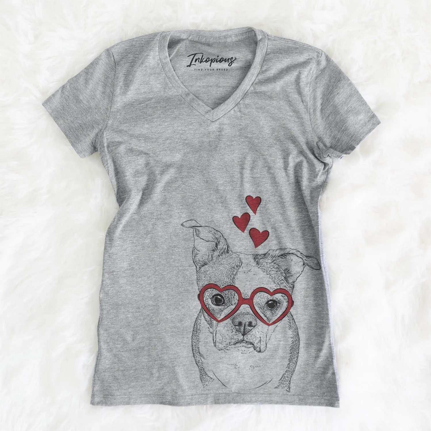 Inkopious Valentine Bandit The Boston Terrier Dog Triblend T-Shirt