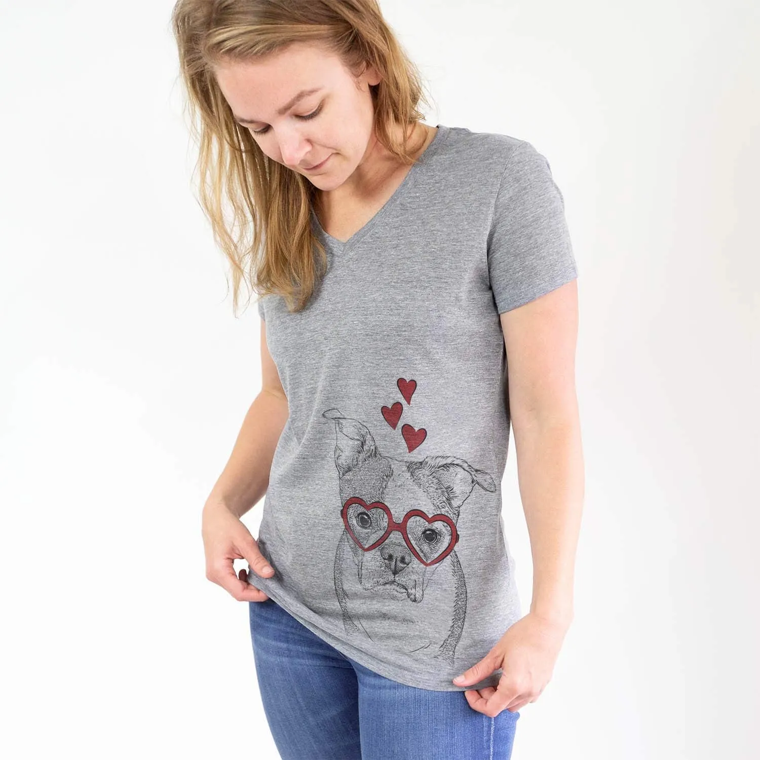 Inkopious Valentine Bandit The Boston Terrier Dog Triblend T-Shirt