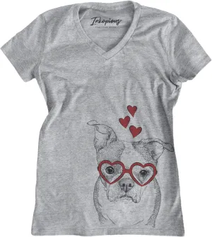 Inkopious Valentine Bandit The Boston Terrier Dog Triblend T-Shirt
